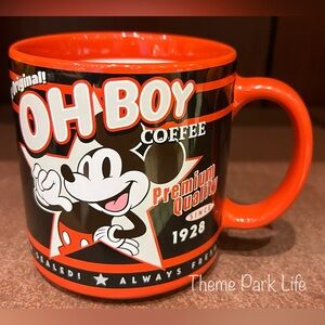 Disney Parks Mickey Mouse Oh Boy Branded Ceramic 17oz Coffee Mug NEW
